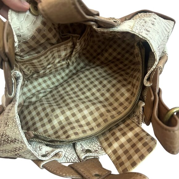 Jessica Simpson Snakeskin Print Handbag Purse Tote Vegan Leather Large Women's - Picture 8 of 10